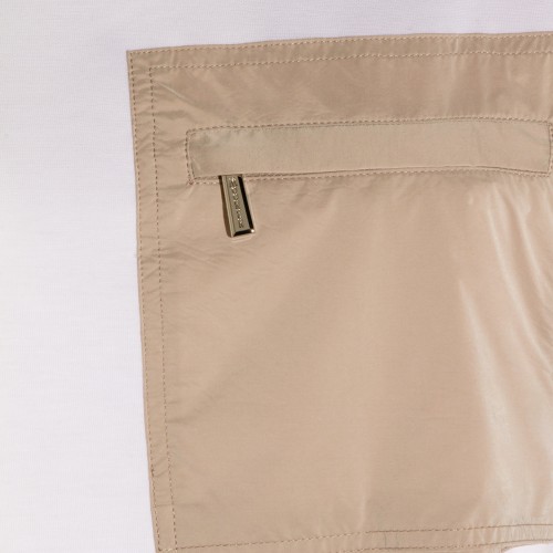 WHITE AND BEIGE COTTON T-SHIRT