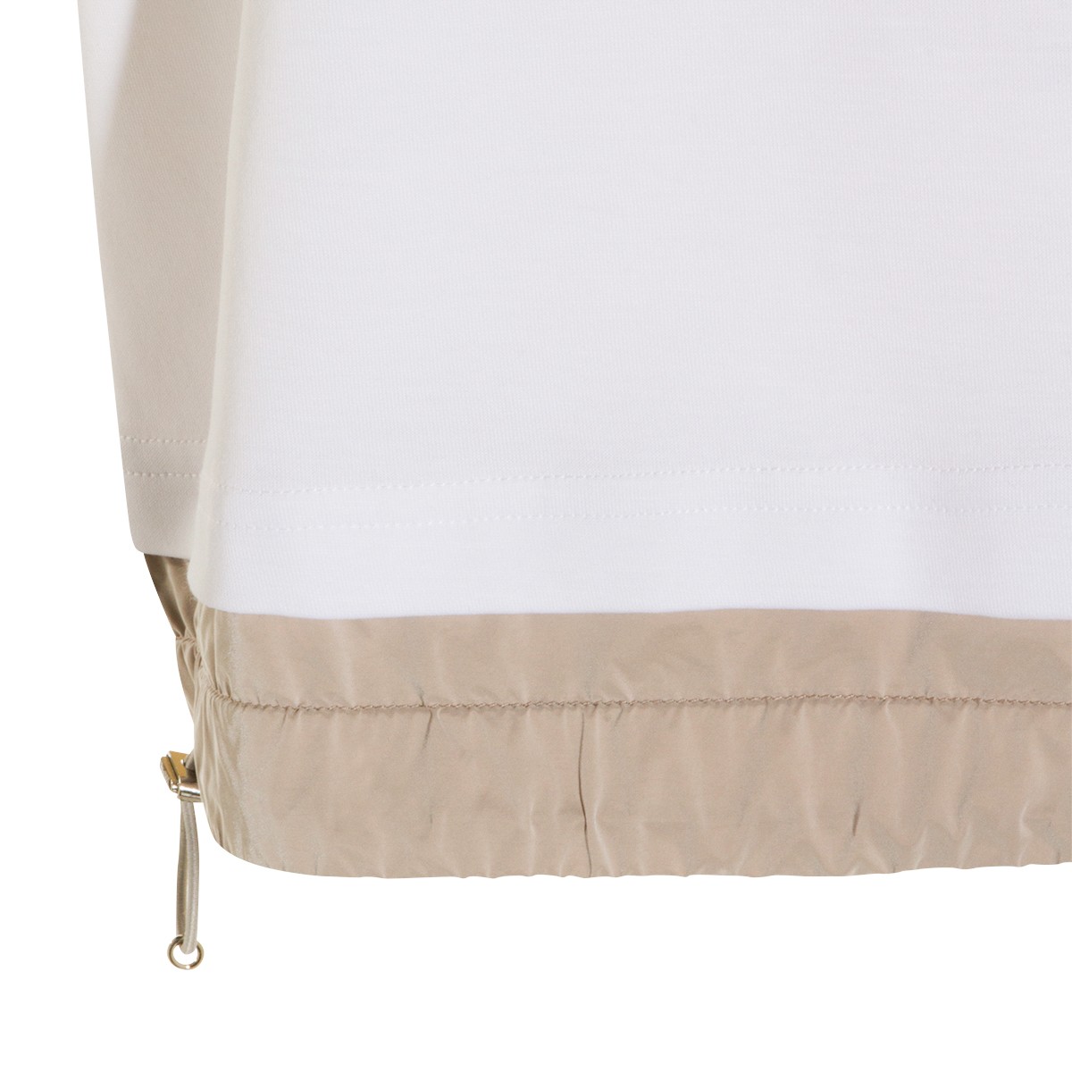 WHITE AND BEIGE COTTON T-SHIRT