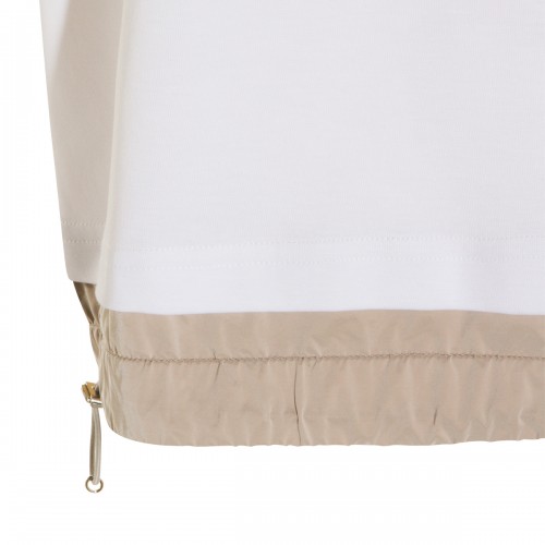 WHITE AND BEIGE COTTON T-SHIRT