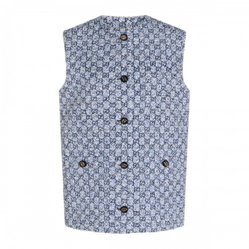 WHITE AND BLUE CASUAL JACKET