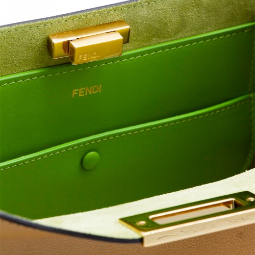 BEIGE AND GREEN LEATHER WAY LARGE SHOULDER BAG