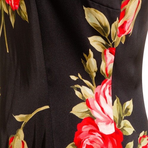 BLACK AND RED VISCOSE MIDI DRESS