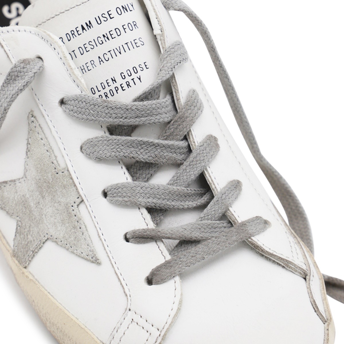 WHITE AND GREY LEATHER SUPER STAR...