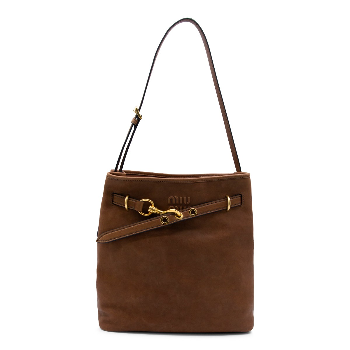 DARK BROWN LEATHER SHOULDER BAG