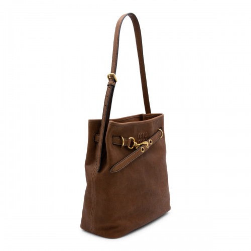 DARK BROWN LEATHER SHOULDER BAG