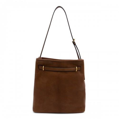DARK BROWN LEATHER SHOULDER BAG