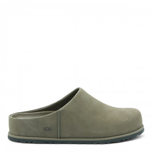 BURNT OLIVE LEATHER M OTZO CLOG FLAT