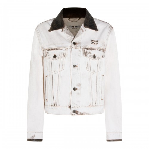 WHITE COTTON DENIM JACKET