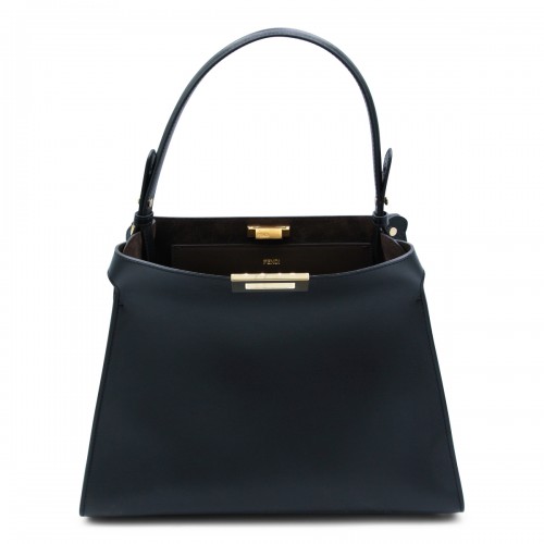 BLACK AND DARK BROWN LEATHER WAY LARGE SHOULDER BAG