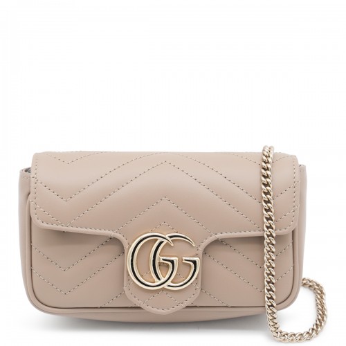 BEIGE LEATHER GG MARMONT MINI BAG