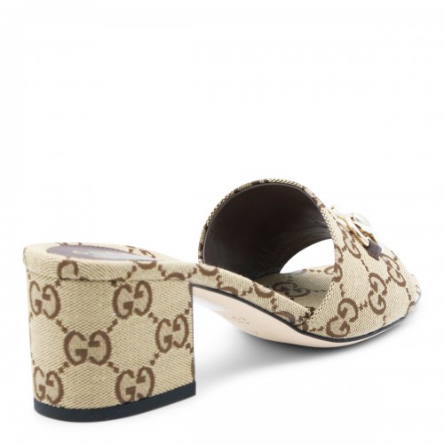 BEIGE AND BROWN SANDALS