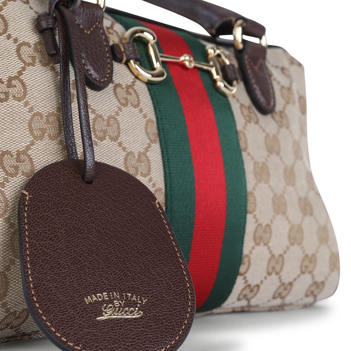 BEIGE HORSBIT WEB SMALL TOP HANDLE BAG