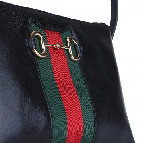 BLACK LEATHER HORSEBIT WEB MINI BAG