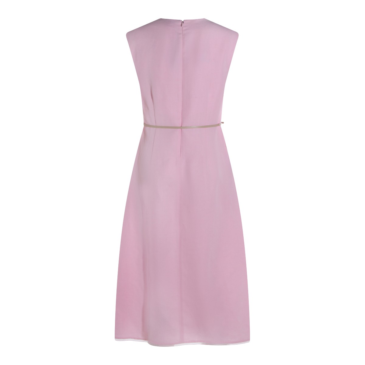 PINK VISCOSE AND LINEN BLEND DRESS