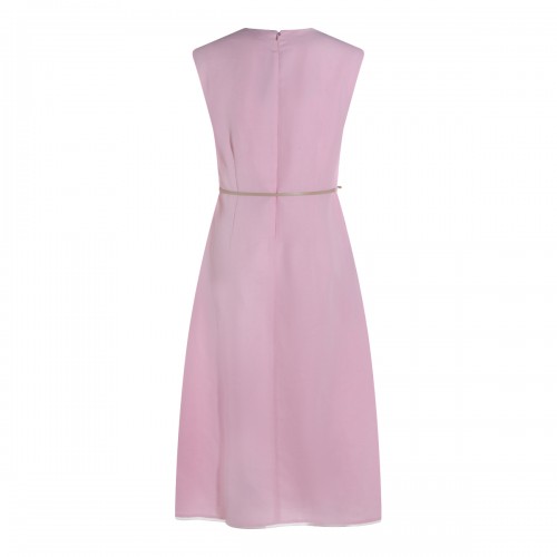 PINK VISCOSE AND LINEN BLEND DRESS