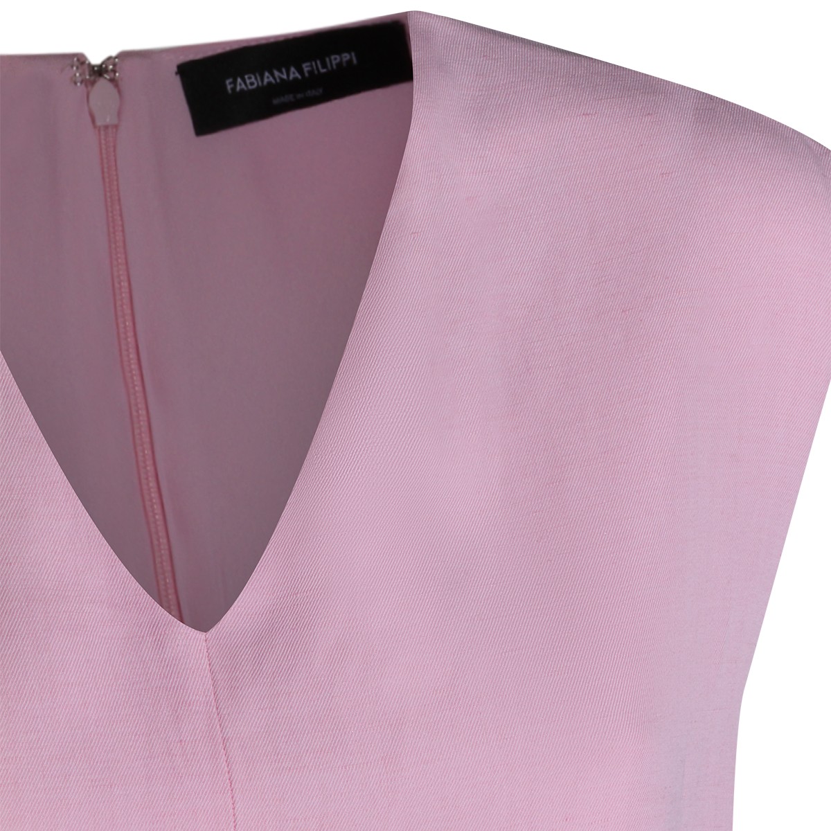 PINK VISCOSE AND LINEN BLEND DRESS