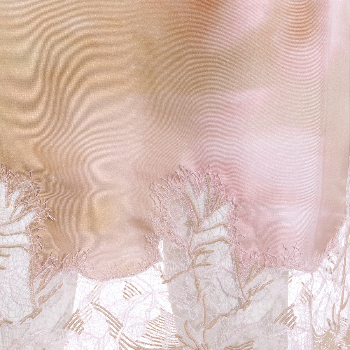 BEIGE AND PINK SILK FLOREAL SKIRT