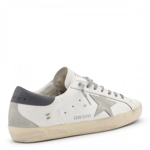 WHITE AND GREY LEATHER SNEAKERS