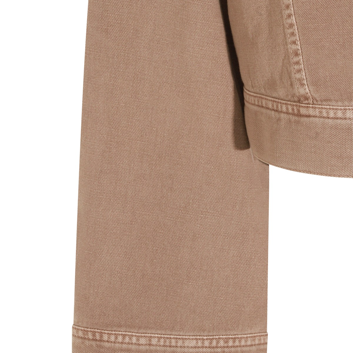 BROWN COTTON LINEN BLEND DENIM JACKET