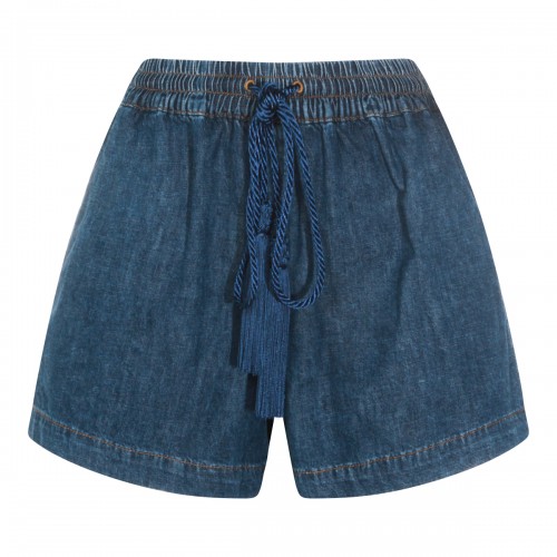BLUE COTTON DENIM SHORTS
