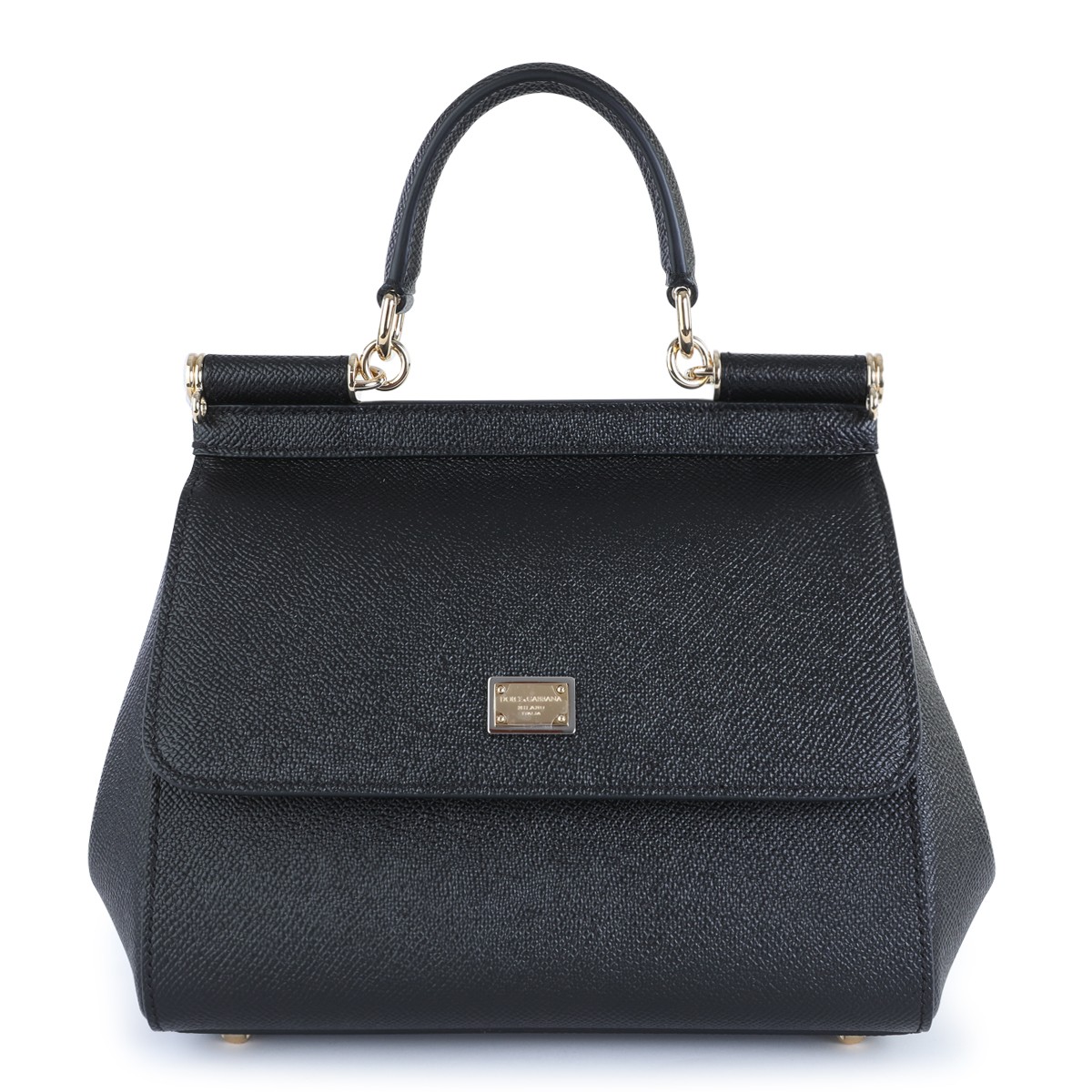 BLACK LEATHER SICILY SMALL TOP HANDLE...