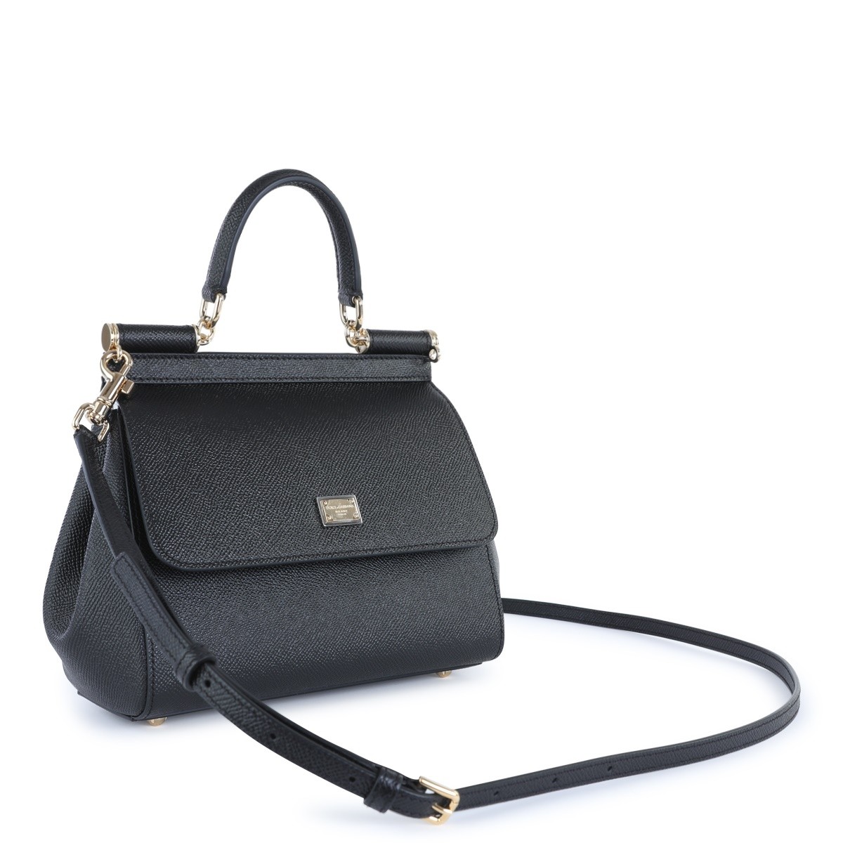 BLACK LEATHER SICILY SMALL TOP HANDLE...