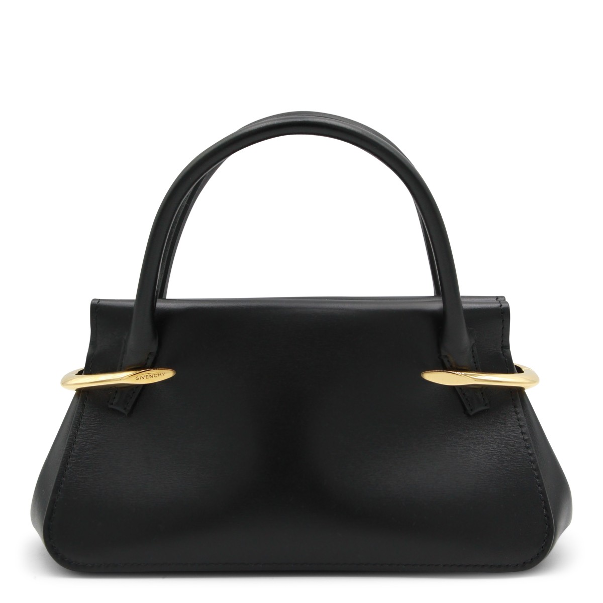 BLACK LEATHER PINCH MINI TOP HANDLE