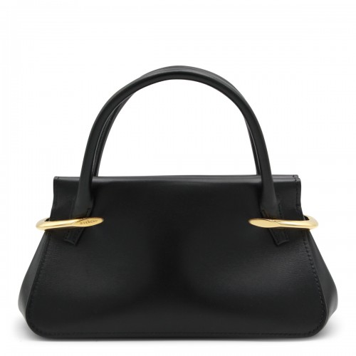 BLACK LEATHER PINCH MINI TOP HANDLE