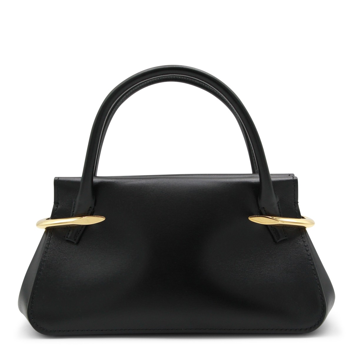 BLACK LEATHER PINCH MINI TOP HANDLE