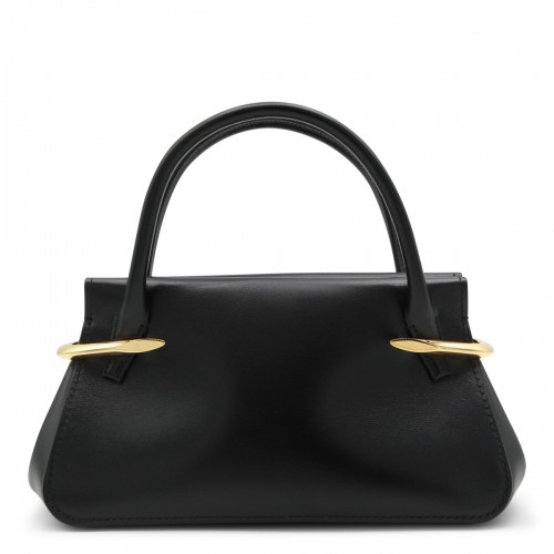 BLACK LEATHER PINCH MINI TOP HANDLE