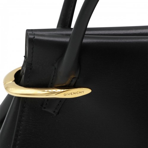 BLACK LEATHER PINCH MINI TOP HANDLE