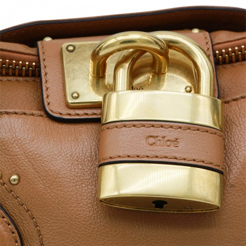 BROWN LEATHER PADDINGTON TOP HANDLE BAG