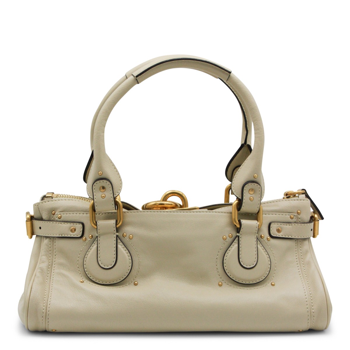 LIGHT BEIGE LEATHER PADDINGTON TOP...