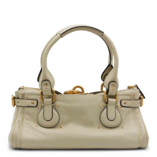LIGHT BEIGE LEATHER PADDINGTON TOP HANDLE BAG