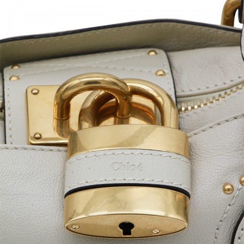 LIGHT BEIGE LEATHER PADDINGTON TOP HANDLE BAG