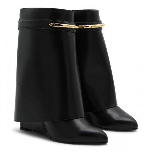 BLACK LEATHER SHARK BOOTS