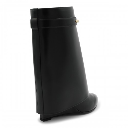 BLACK LEATHER SHARK BOOTS