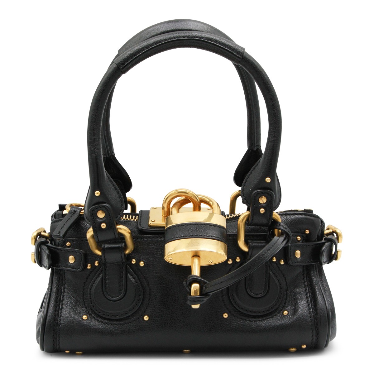 BLACK LEATHER PADDINGTON SMALL TOP...