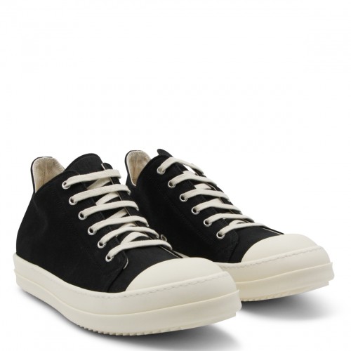 BLACK AND WHITE LEATHER LOW SNEAKERS