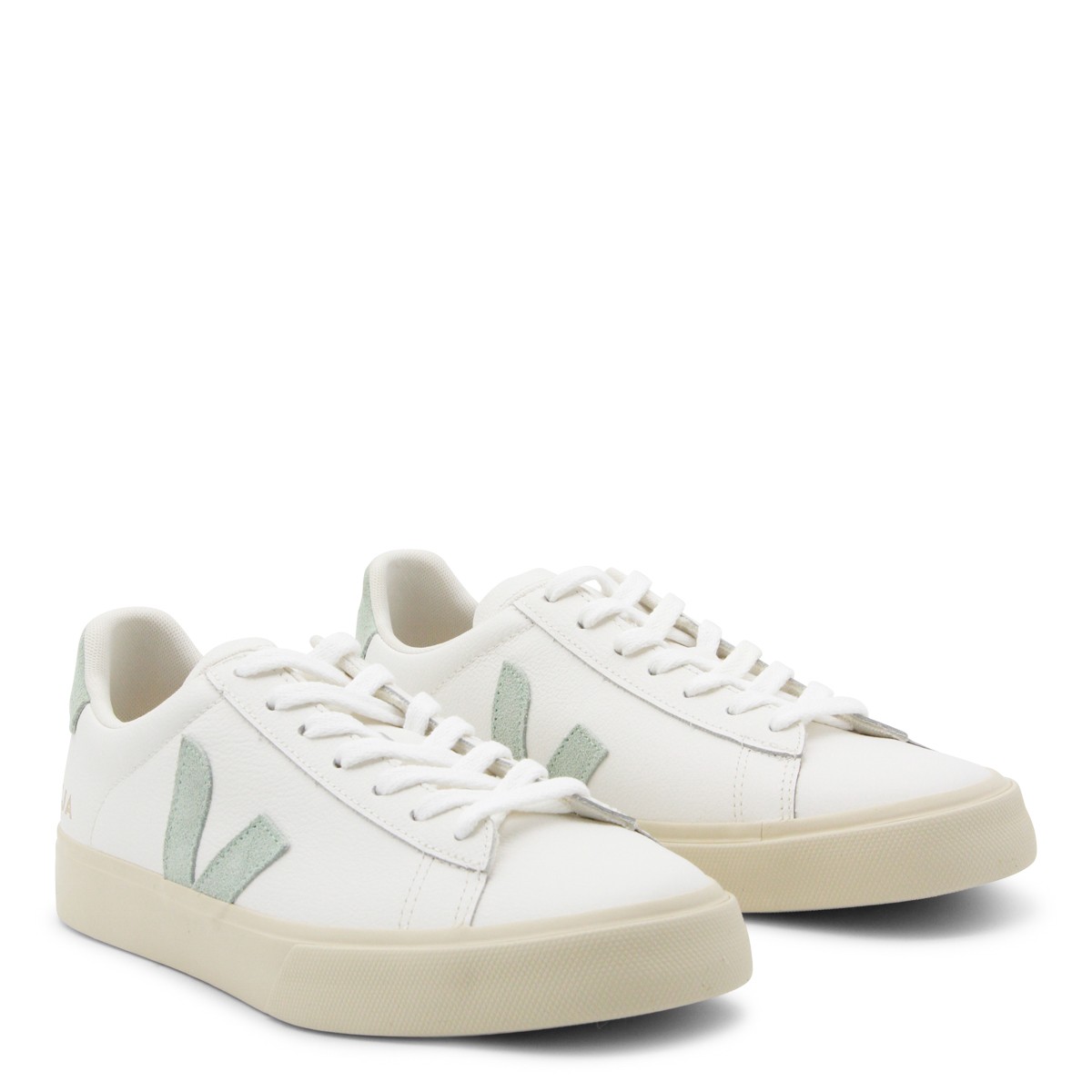 WHITE AND LIGHT GREEN SNEAKERS