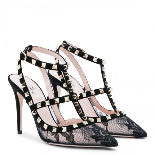 BLACK LEATHER ROCKSTUD PUMPS 2