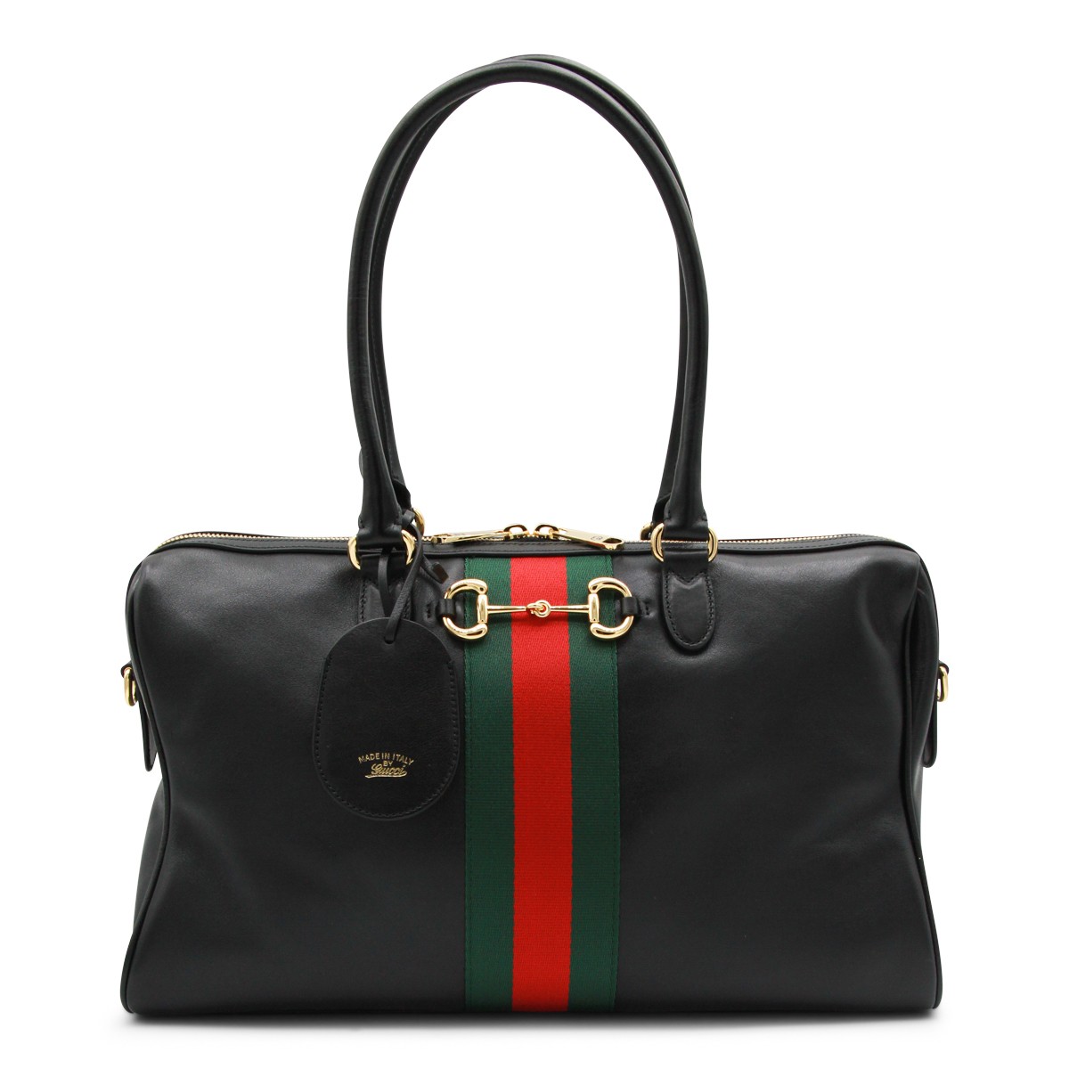 BLACK LEATHER HORSBIT MEDIUM TOP...