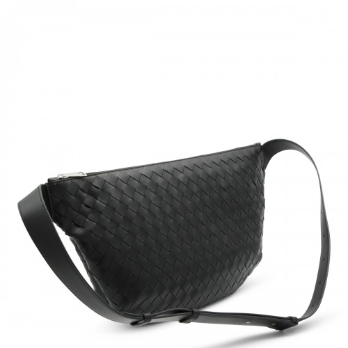 BLACK LEATHER DAY SLING BAG