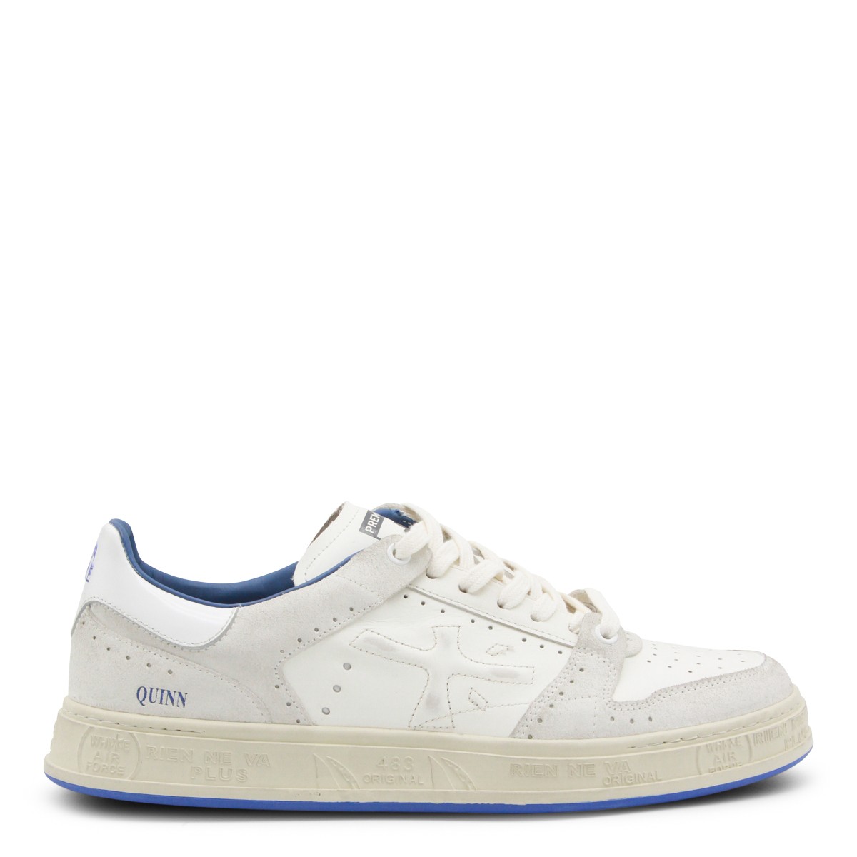 WHITE AND BLUE LEATHER QUINN SNEAKERS