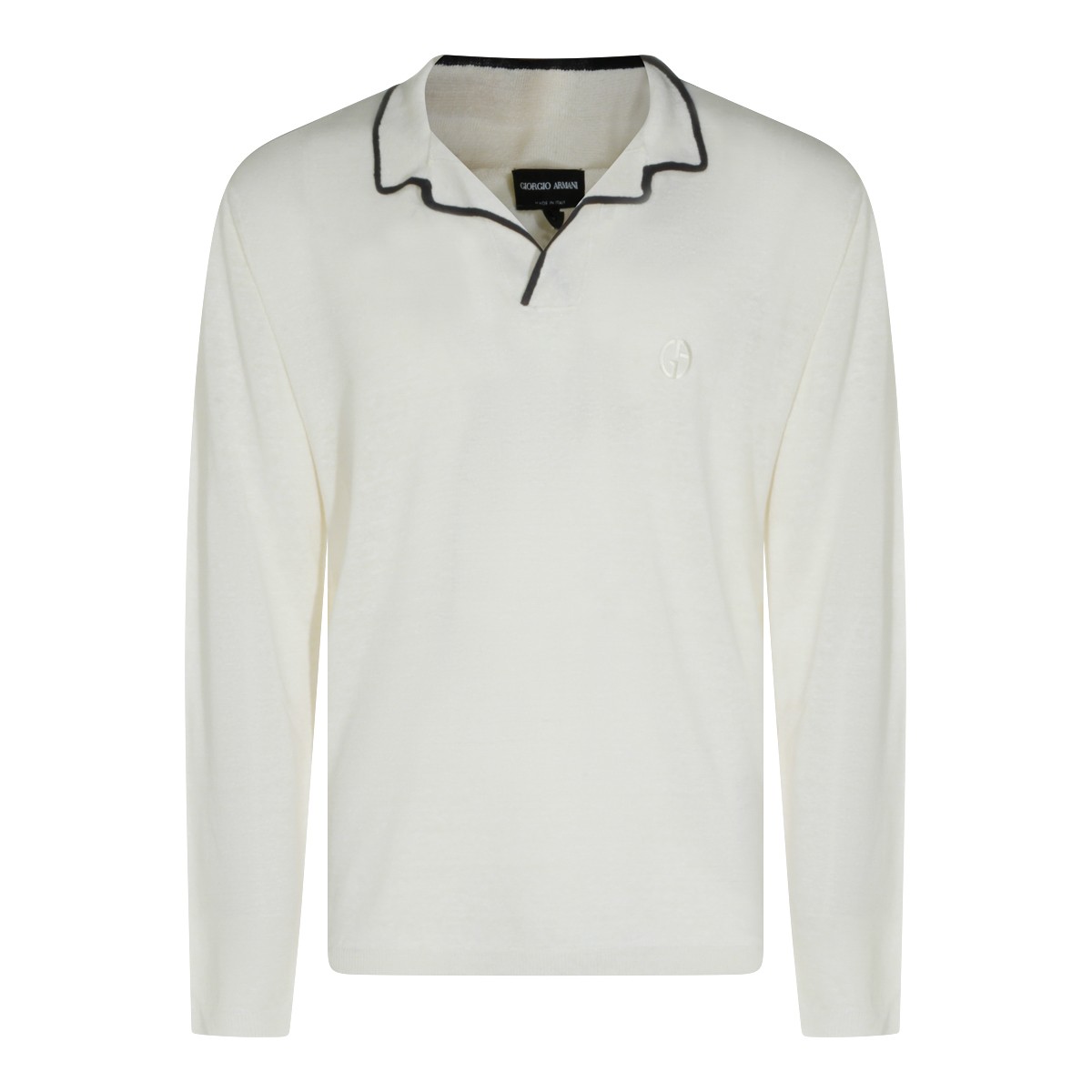 IVORY LINEN SILK BLEND POLO SHIRT