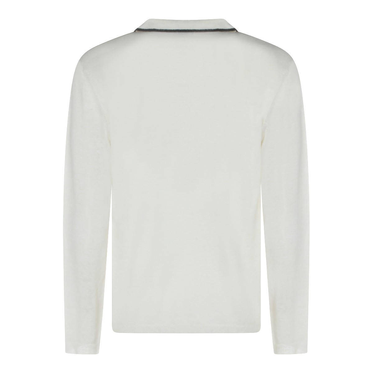 IVORY LINEN SILK BLEND POLO SHIRT