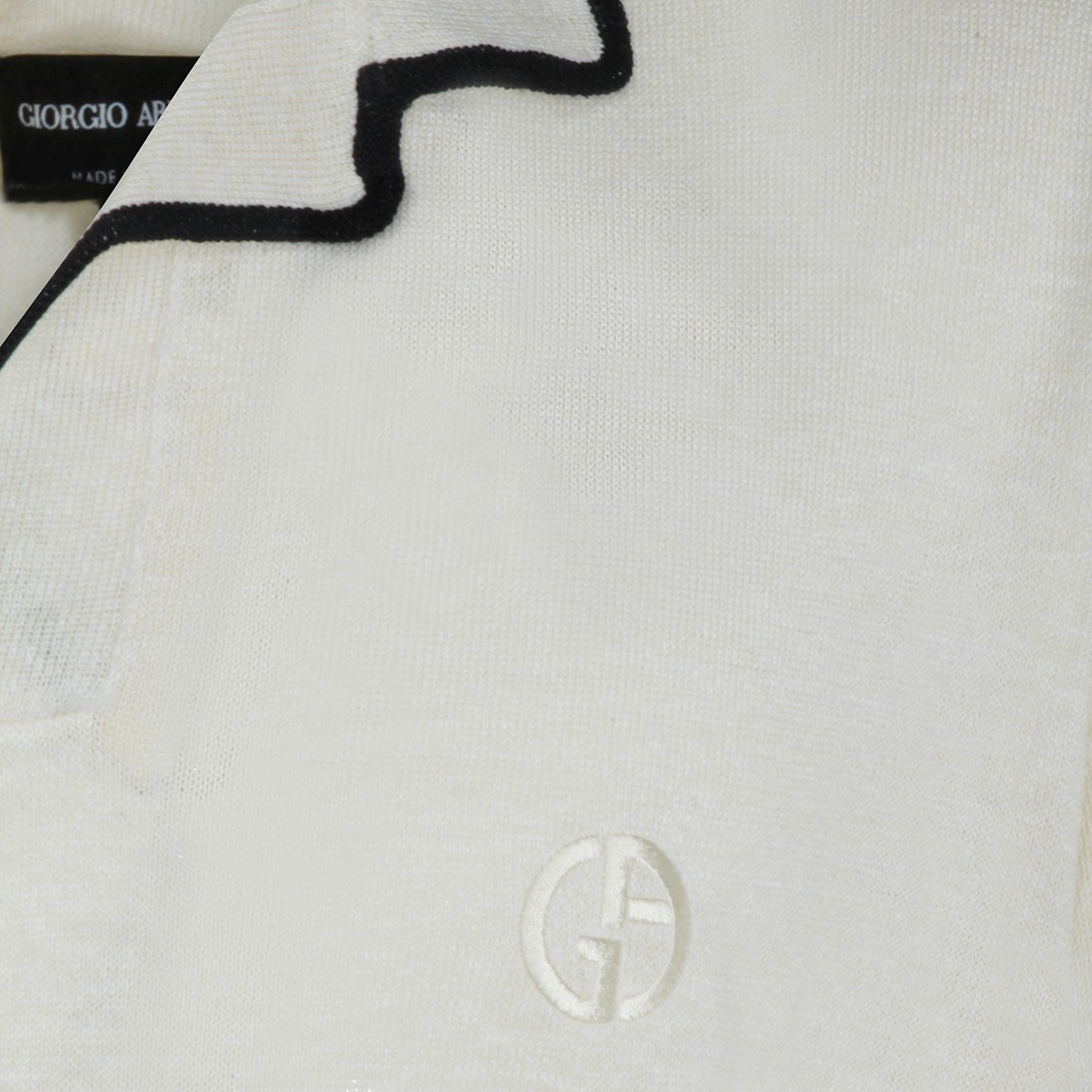 IVORY LINEN SILK BLEND POLO SHIRT