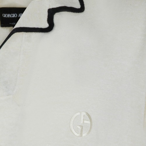 IVORY LINEN SILK BLEND POLO SHIRT