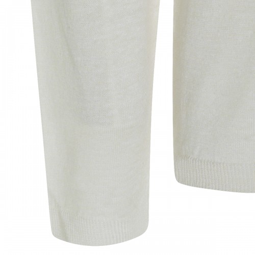 IVORY LINEN SILK BLEND POLO SHIRT