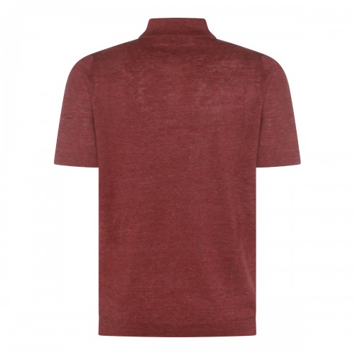 RED LINEN COTTON BLEND POLO... 2